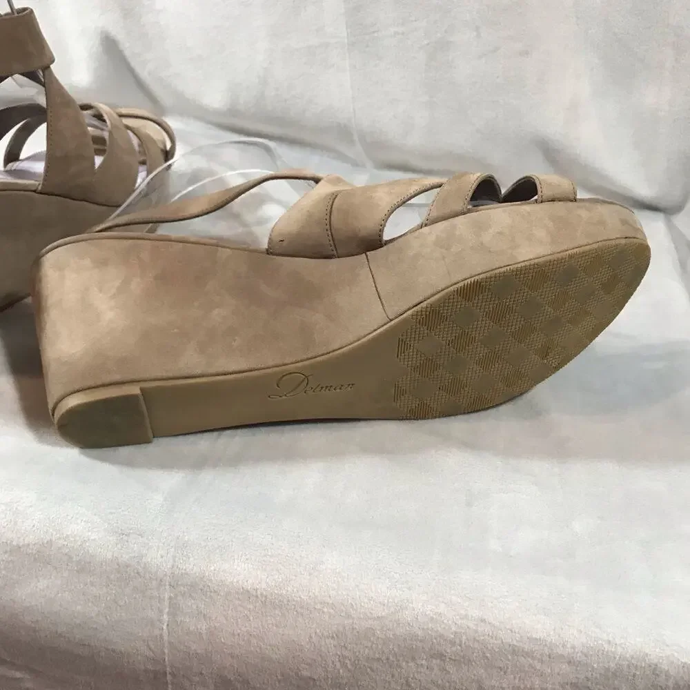 Delman ankle wrap wedges in taupe size 10 M
